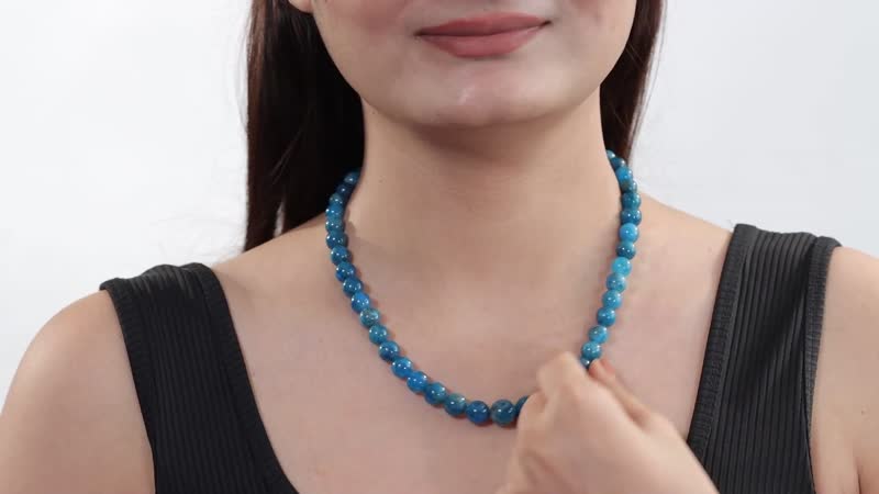 Malgache Neon Apatite 285.00 ctw Beaded Necklace in Rhodium Over Sterling Silver 18 Inches