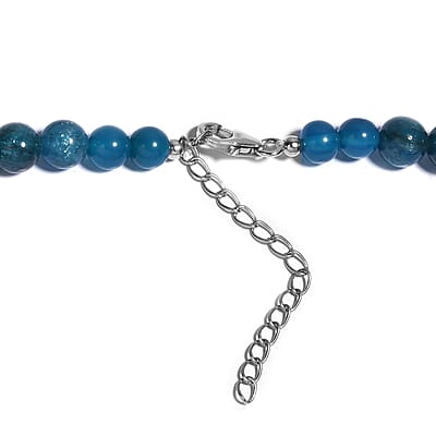 Malgache Neon Apatite 285.00 ctw Beaded Necklace in Rhodium Over Sterling Silver 18 Inches