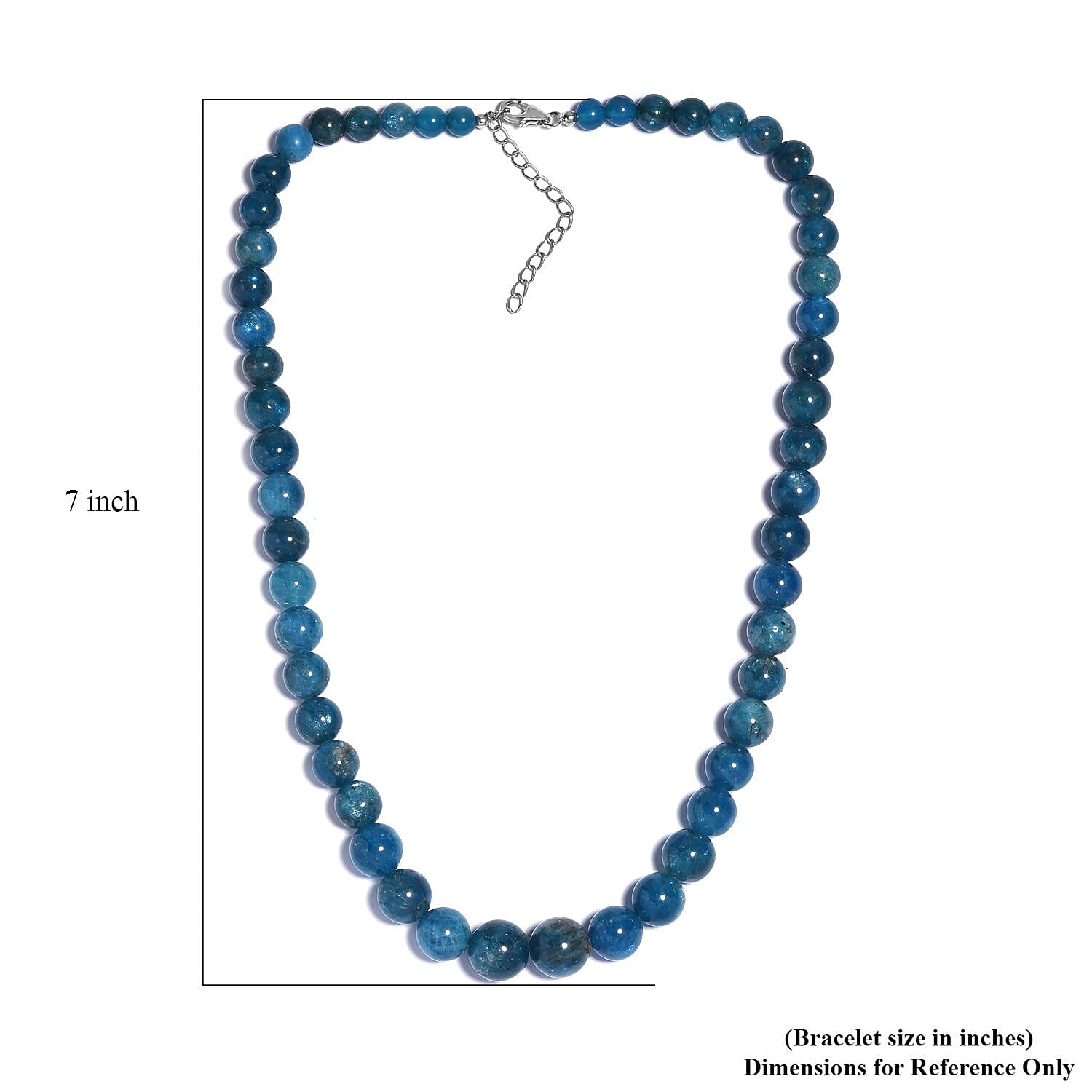 Malgache Neon Apatite 285.00 ctw Beaded Necklace in Rhodium Over Sterling Silver 18 Inches