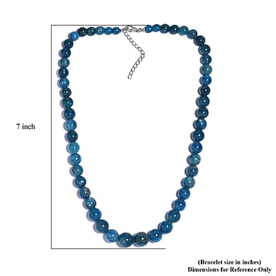 Malgache Neon Apatite 285.00 ctw Beaded Necklace in Rhodium Over Sterling Silver 18 Inches