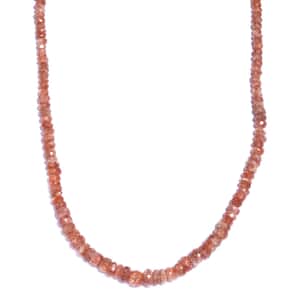 Sunstone 90.00 ctw Beaded Necklace in Rhodium Over Sterling Silver 18 Inches