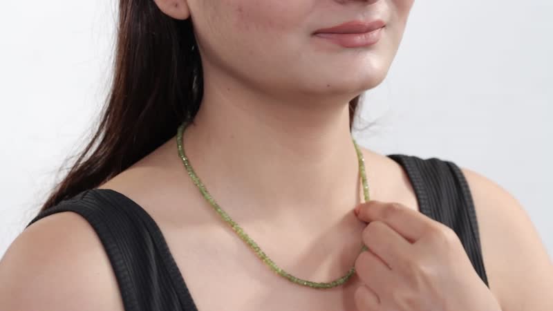 Vesuvianite 58.00 ctw Beaded Necklace in Rhodium Over Sterling Silver 18 Inches