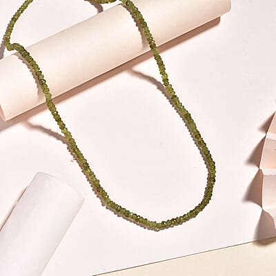 Vesuvianite 58.00 ctw Beaded Necklace in Rhodium Over Sterling Silver 18 Inches