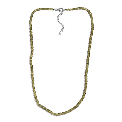 Vesuvianite 58.00 ctw Beaded Necklace in Rhodium Over Sterling Silver 18 Inches