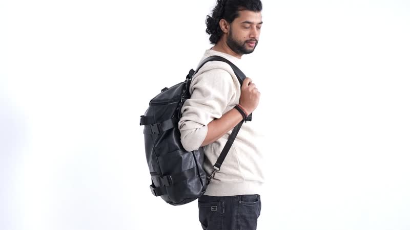 Black Multi-purpose Faux Leather Backpack