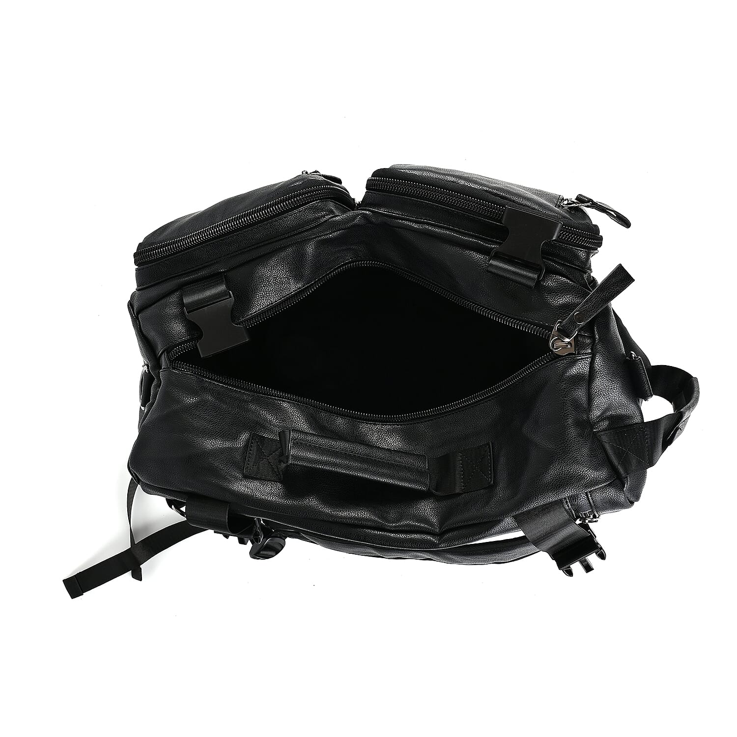 Black Multi-purpose Faux Leather Backpack