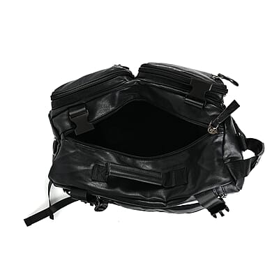 Black Multi-purpose Faux Leather Backpack