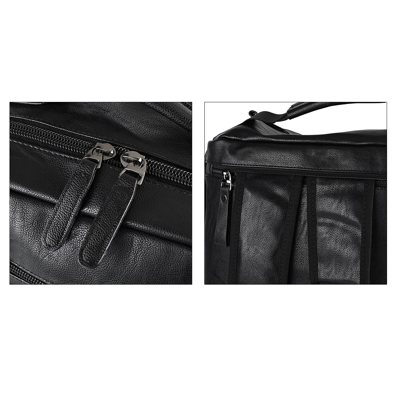 Black Multi-purpose Faux Leather Backpack