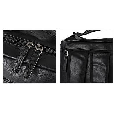 Black Multi-purpose Faux Leather Backpack