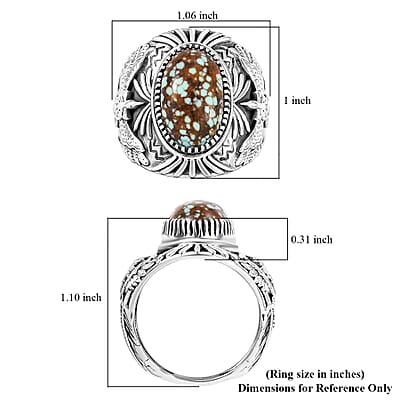 D'Joy Artisan Crafted Blue Horizon Turquoise 6.10 ctw Eagle Men's Ring in Black Oxidized Sterling Silver (Size 10.0)
