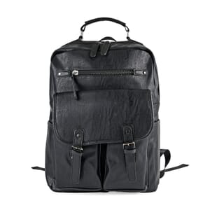 Black Multi-purpose Faux Leather Convertible Backpack