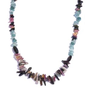 Grandidierite and Multi-Tourmaline 195.00 ctw Beaded Necklace in Rhodium Over Sterling Silver 20 Inches