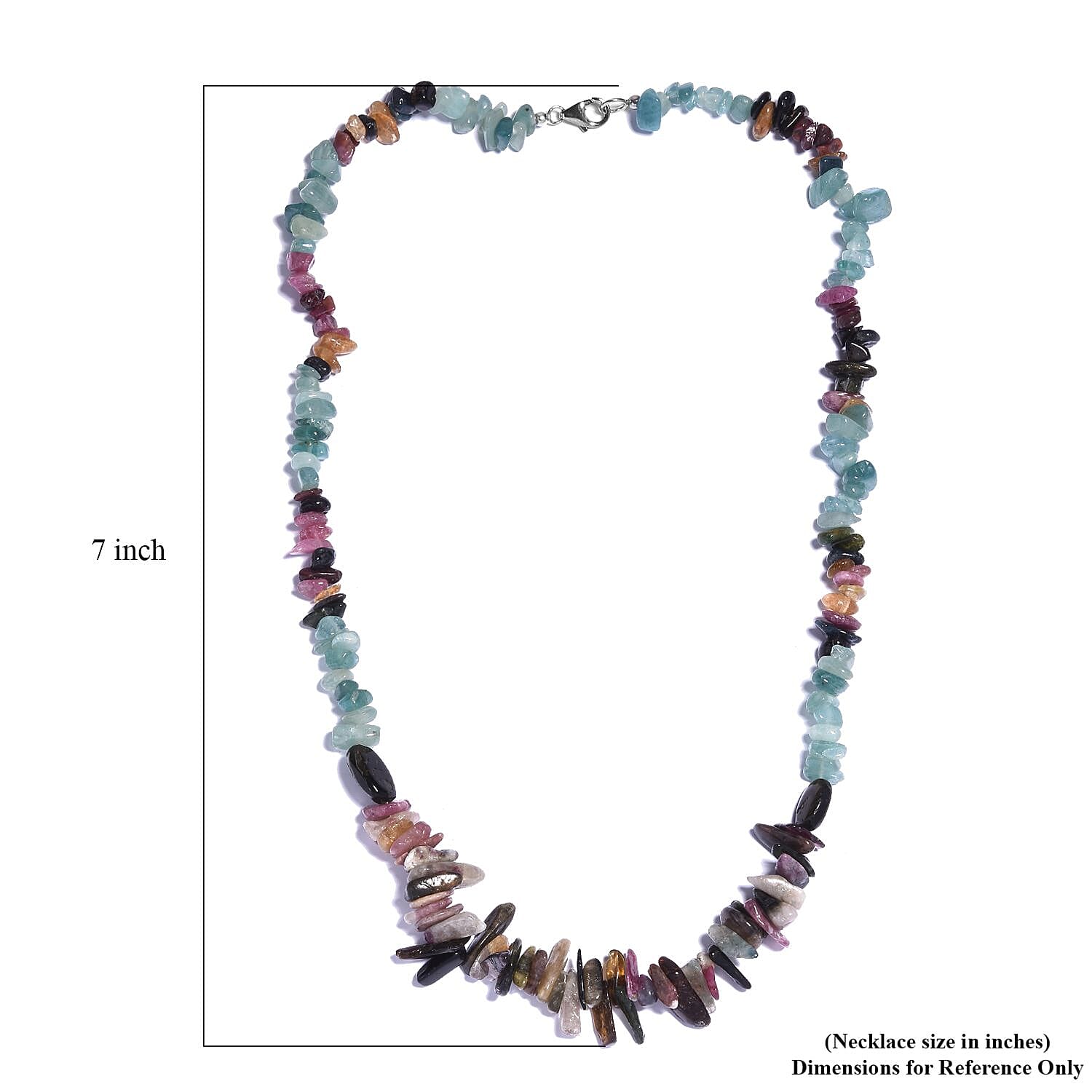 Grandidierite and Multi-Tourmaline 195.00 ctw Beaded Necklace in Rhodium Over Sterling Silver 20 Inches