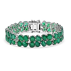 EverTrue Green Onyx 39.60 ctw Bracelet in Platinum Bond (6.50 In)