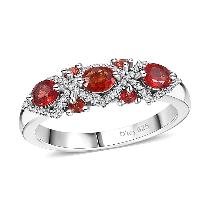 Premium Red Sapphire and Moissanite 1.25 ctw Majesty Band Ring in Rhodium Over Sterling Silver (Size 10.0)