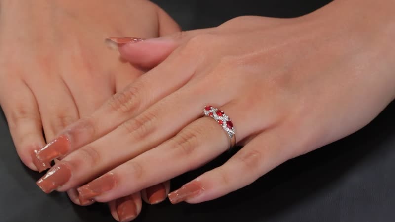 Premium Red Sapphire, Moissanite Ring in Rhodium Over Sterling Silver (Size 7.0) 1.00 ctw