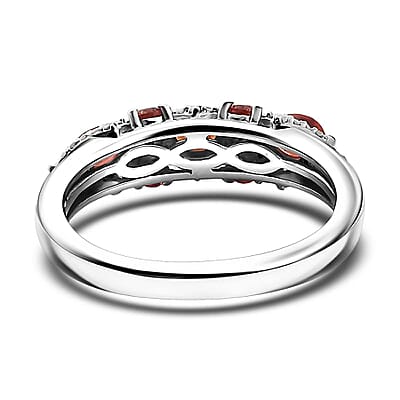 Premium Red Sapphire and Moissanite 1.25 ctw Majesty Band Ring in Rhodium Over Sterling Silver (Size 10.0)