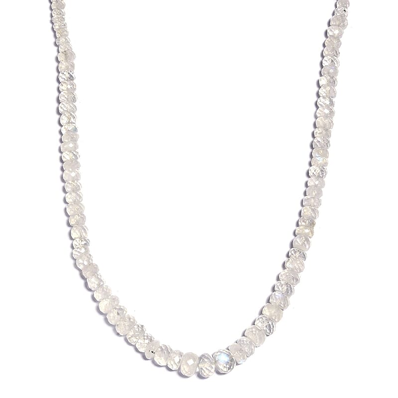 Rainbow Moonstone 85.00 ctw Beaded Necklace in 14K YG Over Sterling Silver 18-20 Inches