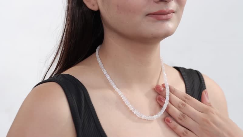 Rainbow Moonstone 85.00 ctw Beaded Necklace in 14K YG Over Sterling Silver 18-20 Inches