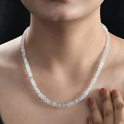 Rainbow Moonstone 85.00 ctw Beaded Necklace in 14K YG Over Sterling Silver 18-20 Inches