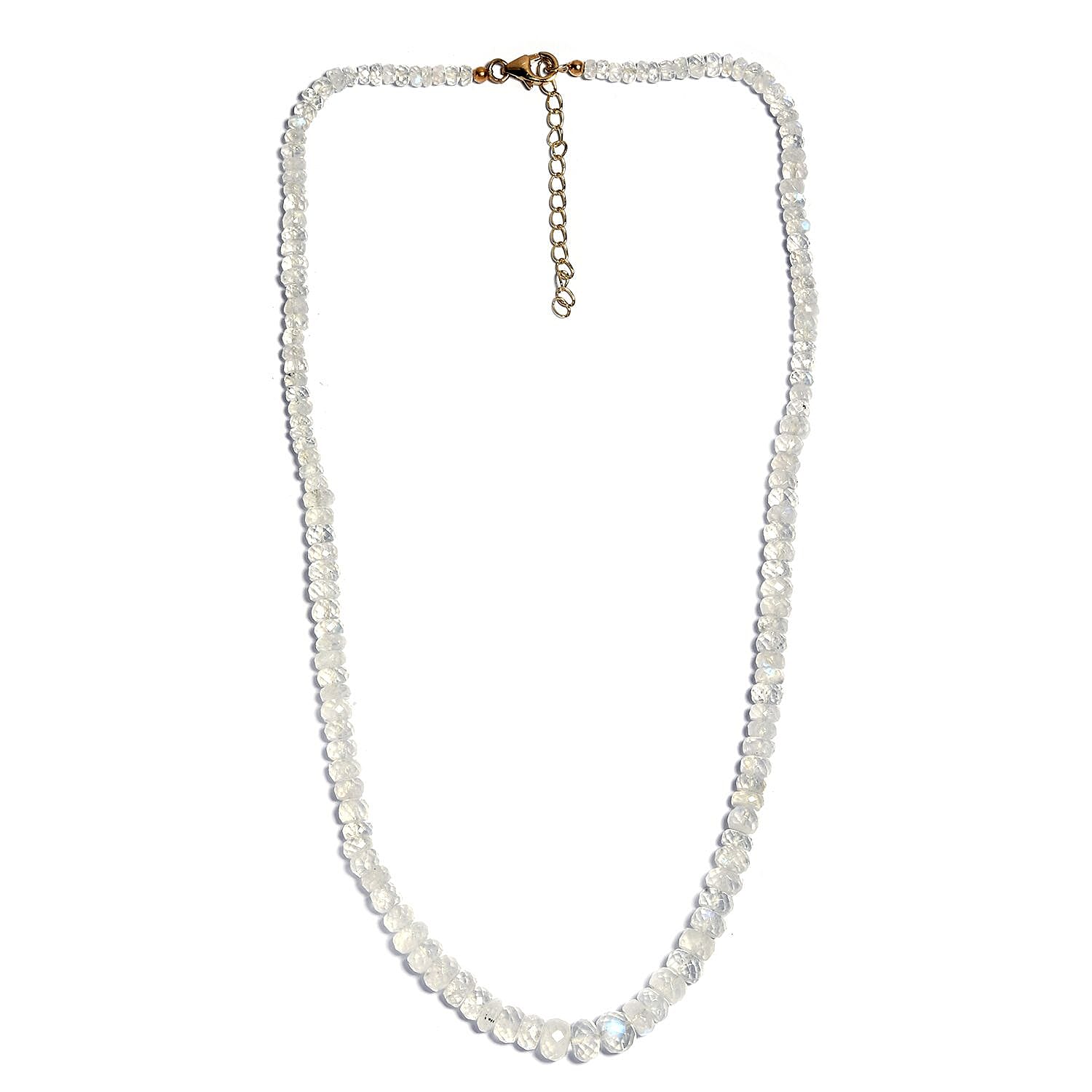 Rainbow Moonstone 85.00 ctw Beaded Necklace in 14K YG Over Sterling Silver 18-20 Inches