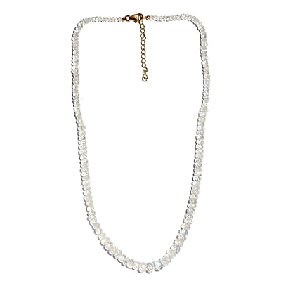 Rainbow Moonstone 85.00 ctw Beaded Necklace in 14K YG Over Sterling Silver 18-20 Inches