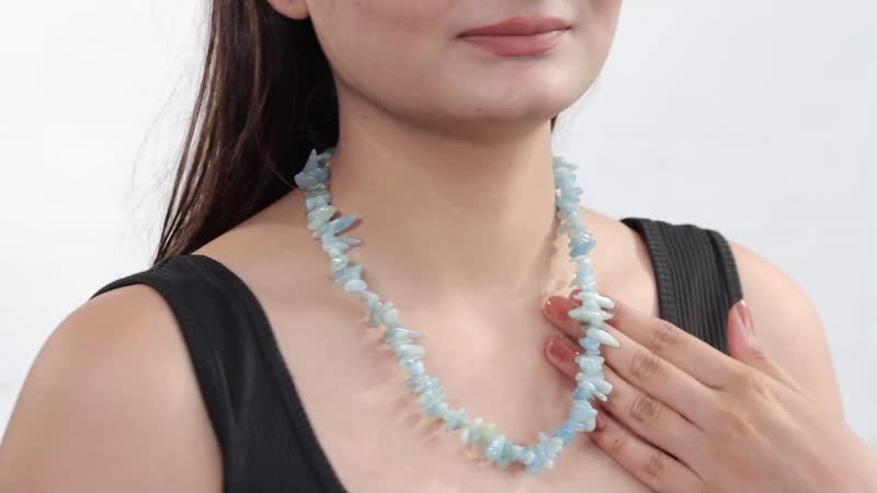 Mangoro Aquamarine 340.00 ctw Chips Necklace in Platinum Bond 20 Inches