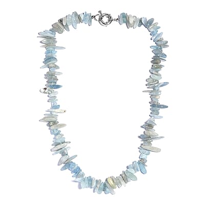 Mangoro Aquamarine 340.00 ctw Chips Necklace in Platinum Bond 20 Inches