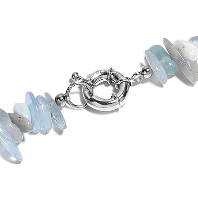 Mangoro Aquamarine 340.00 ctw Chips Necklace in Platinum Bond 20 Inches
