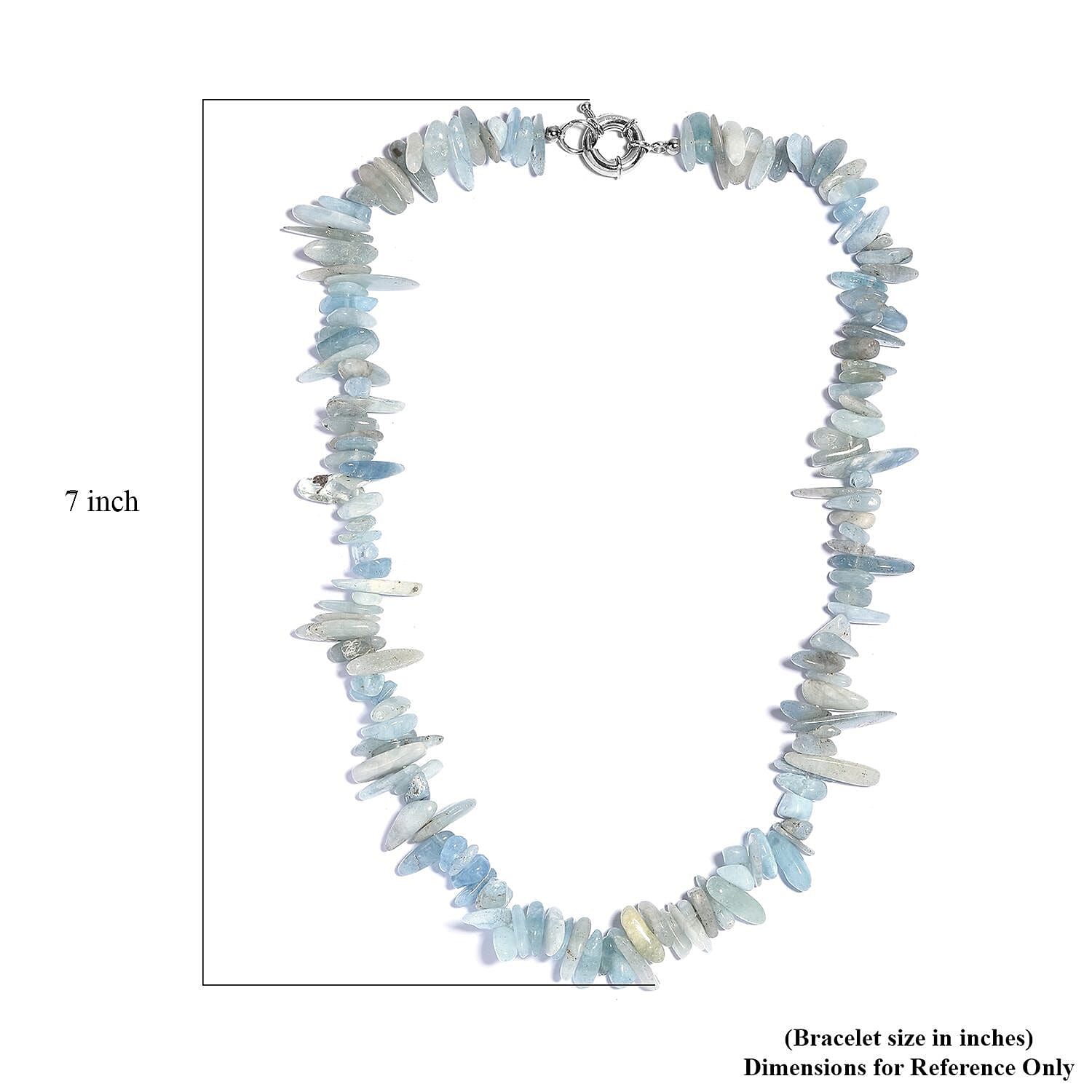 Mangoro Aquamarine 340.00 ctw Chips Necklace in Platinum Bond 20 Inches
