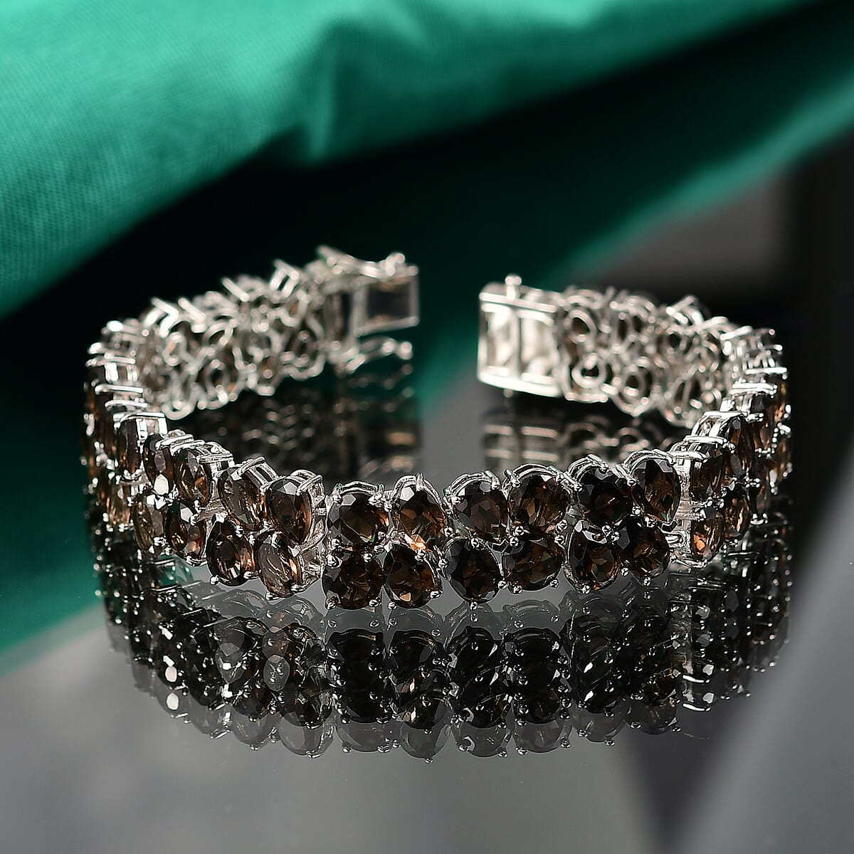 EverTrue Brazilian Smoky Quartz 38.60 ctw Bracelet Platinum Bond (6.50 In) image number 1