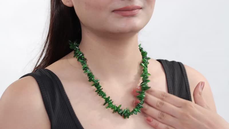 Chrome Diopside 330.00 ctw Beaded Necklace in Rhodium Over Sterling Silver 18 Inches