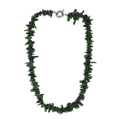 Chrome Diopside 330.00 ctw Beaded Necklace in Rhodium Over Sterling Silver 18 Inches