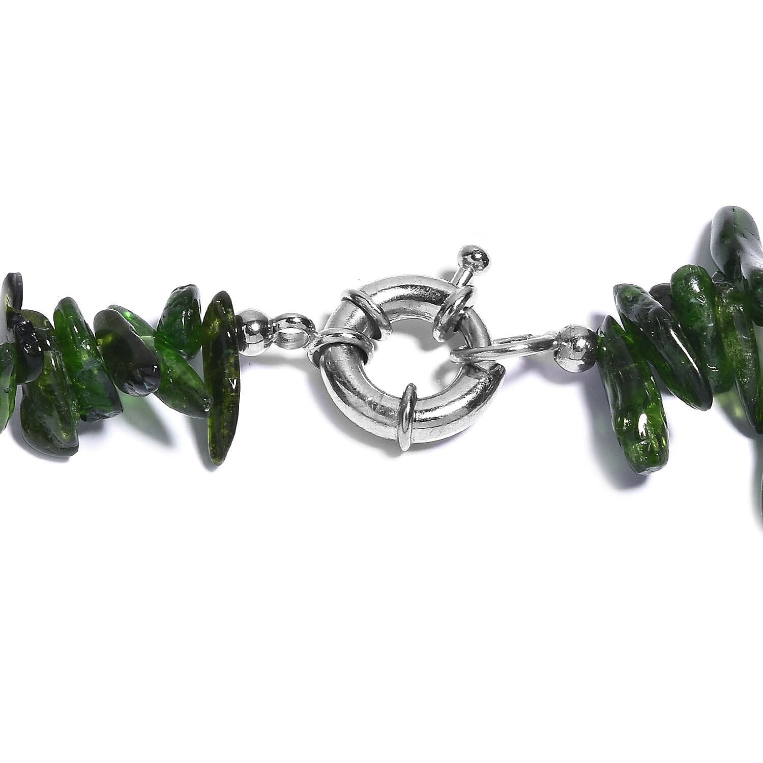 Chrome Diopside 330.00 ctw Beaded Necklace in Rhodium Over Sterling Silver 18 Inches