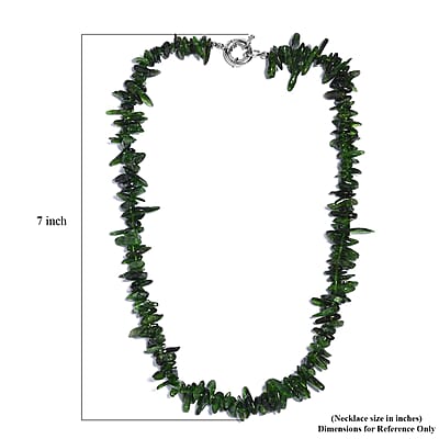Chrome Diopside 330.00 ctw Beaded Necklace in Rhodium Over Sterling Silver 18 Inches