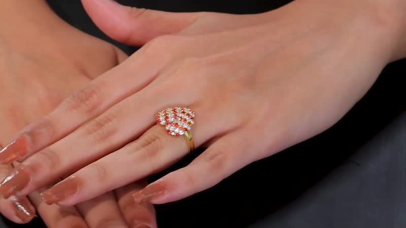 Premium Red Sapphire, Moissanite Ring in 18K Vermeil YG Over Sterling Silver (Size 7.0) 1.75 ctw