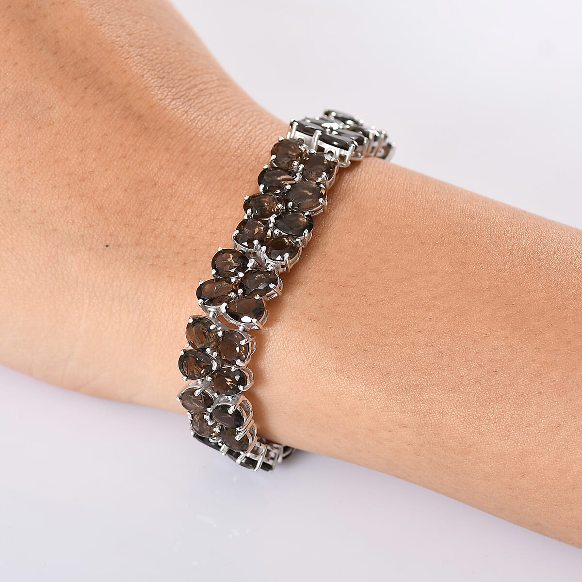 EverTrue Brazilian Smoky Quartz 47.50 ctw Bracelet Platinum Bond (8.00 In) image number 2