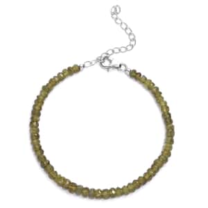 Vesuvianite 33.00 ctw Beaded Bracelet in Rhodium Over Sterling Silver (7.25 In)