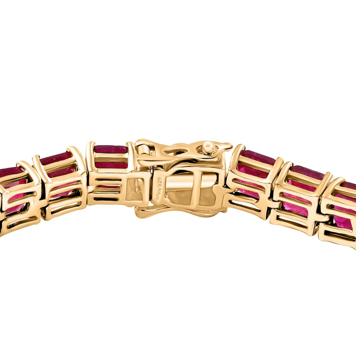 Asscher Cut Niassa Ruby (FF) 28.65 ctw Crown Tennis Bracelet in 18K Vermeil Yellow Gold Over Sterling Silver (6.50 In) image number 3