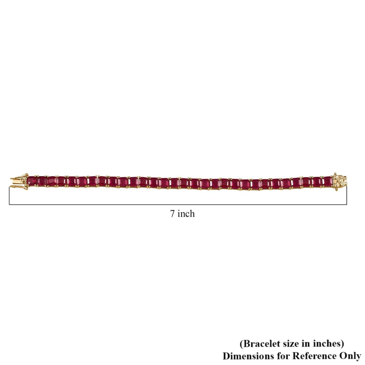 Asscher Cut Niassa Ruby (FF) 28.65 ctw Crown Tennis Bracelet in 18K Vermeil Yellow Gold Over Sterling Silver (6.50 In) image number 4