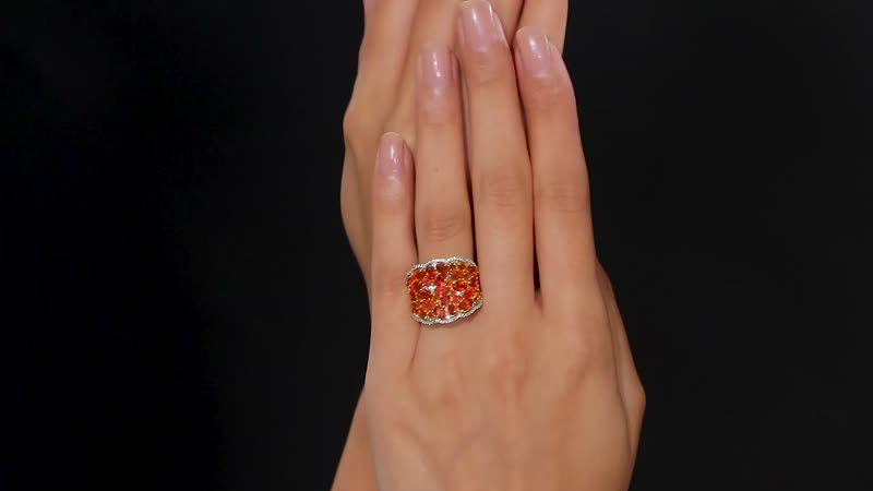Crimson Fire Opal and White Zircon 3.30 ctw Radiant Ember Cluster Ring in 18K Vermeil Yellow Gold Over Sterling Silver