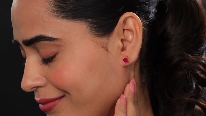 Doorbuster Asscher Cut Niassa Ruby (FF) Solitaire Stud Earrings in 18K Vermeil YG Over Sterling Silver 1.85 ctw