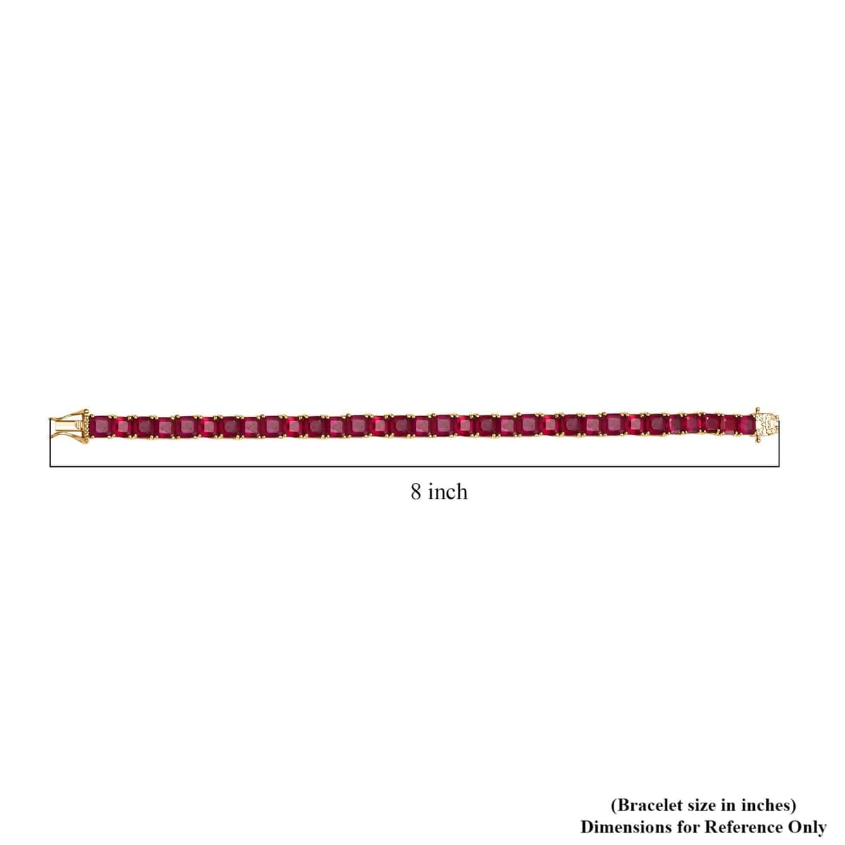 Asscher Cut Niassa Ruby (FF) 31.40 ctw Crown Tennis Bracelet in 18K Vermeil Yellow Gold Over Sterling Silver (7.25 In) image number 3