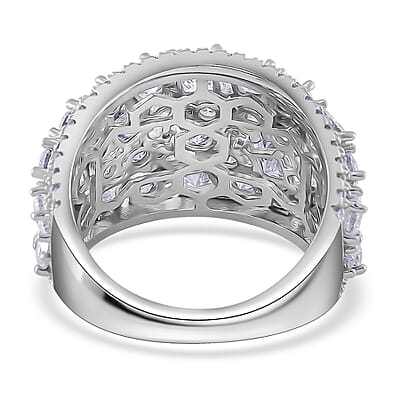 Moissanite 5.00 ctw Cocktail Ring in Rhodium Over Sterling Silver (Size 10.0)