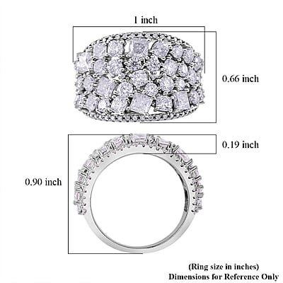 Moissanite 5.00 ctw Cocktail Ring in Rhodium Over Sterling Silver (Size 10.0)