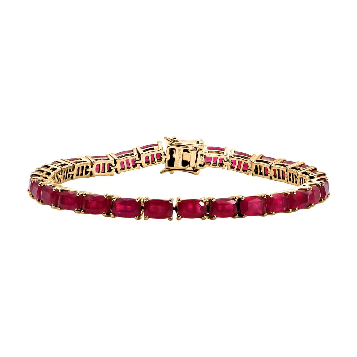 Niassa Ruby (FF) 24.60 ctw Crown Tennis Bracelet in 18K Vermeil Yellow Gold Over Sterling Silver (7.25 In) image number 0