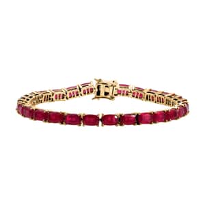 Niassa Ruby (FF) 24.60 ctw Crown Tennis Bracelet in 18K Vermeil Yellow Gold Over Sterling Silver (7.25 In)