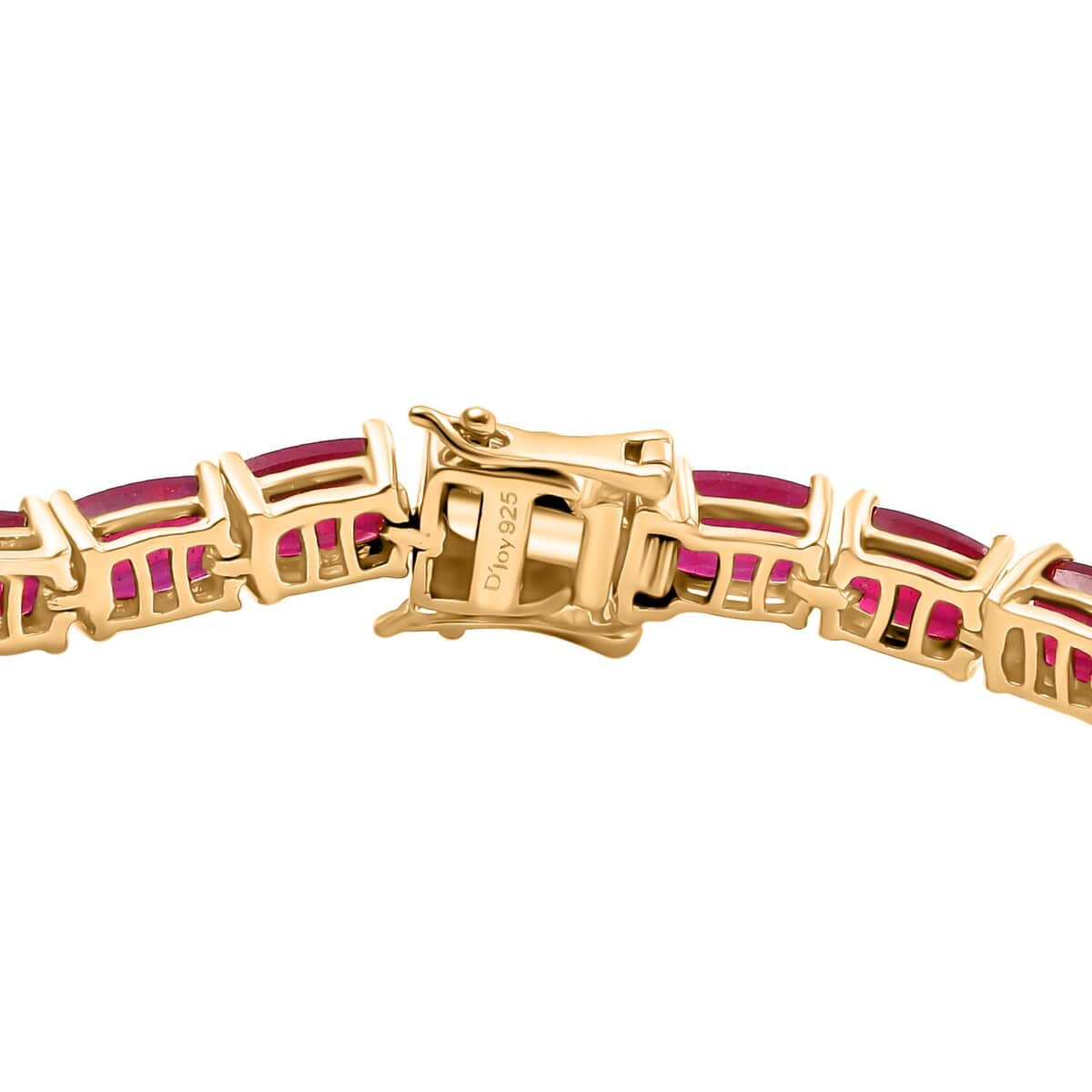 Niassa Ruby (FF) 24.60 ctw Crown Tennis Bracelet in 18K Vermeil Yellow Gold Over Sterling Silver (7.25 In) image number 3