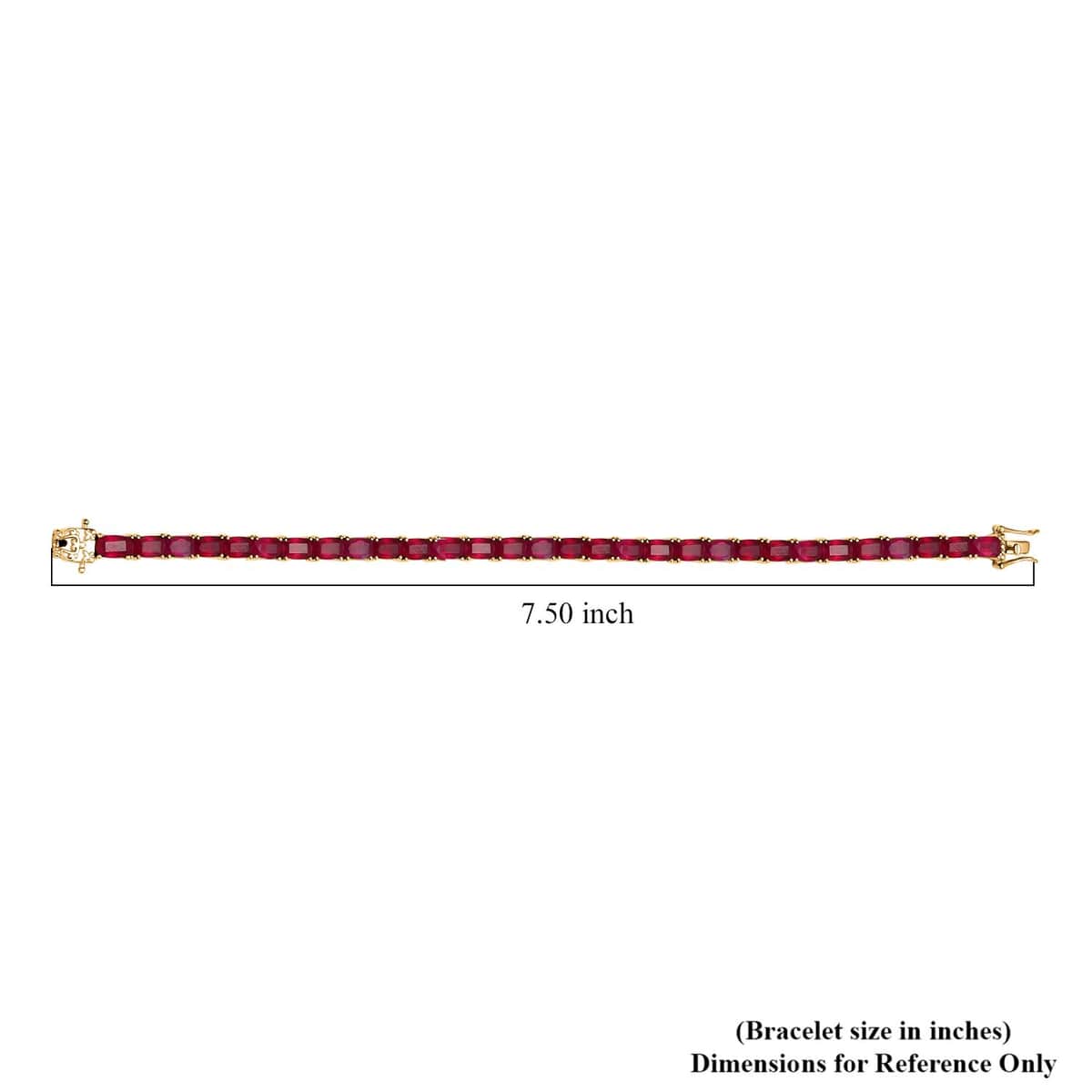 Niassa Ruby (FF) 24.60 ctw Crown Tennis Bracelet in 18K Vermeil Yellow Gold Over Sterling Silver (7.25 In) image number 4