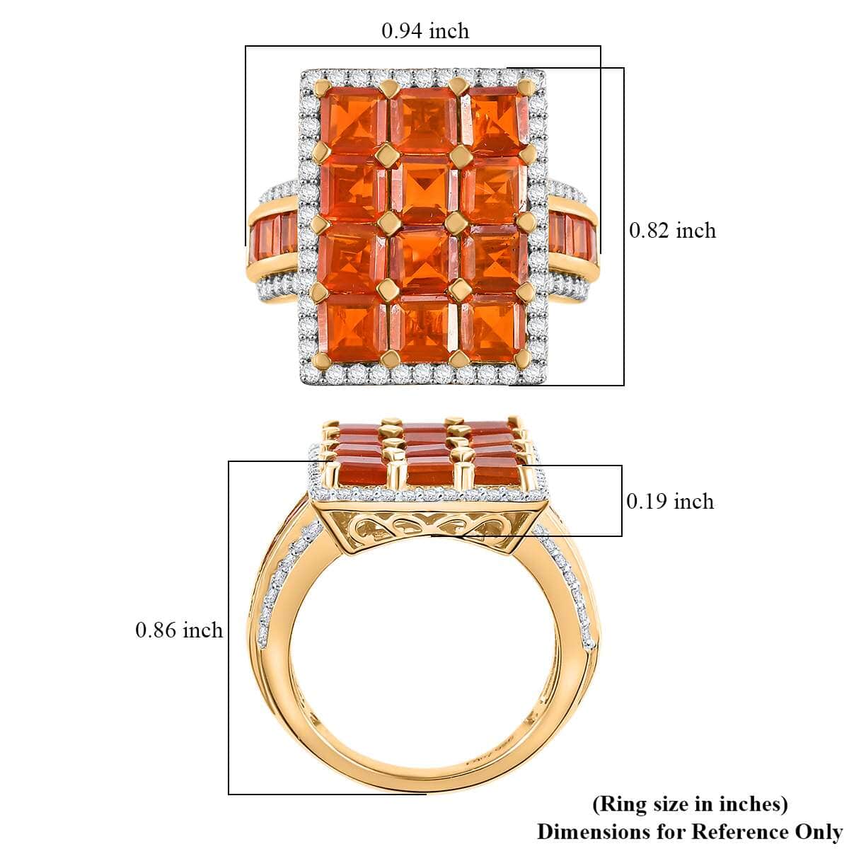 Crimson Fire Opal ,  Moissanite  Cluster Ring in 18K YG Vermeil Sterling Silver 4.42 ctw ,  Silver Wt. 6.5 g image number 5